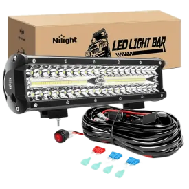 12 Inch 300W 30000LM Triple Row Spot/Flood Led Light Bar Kit | 16AWG Wire 3Pin Switch