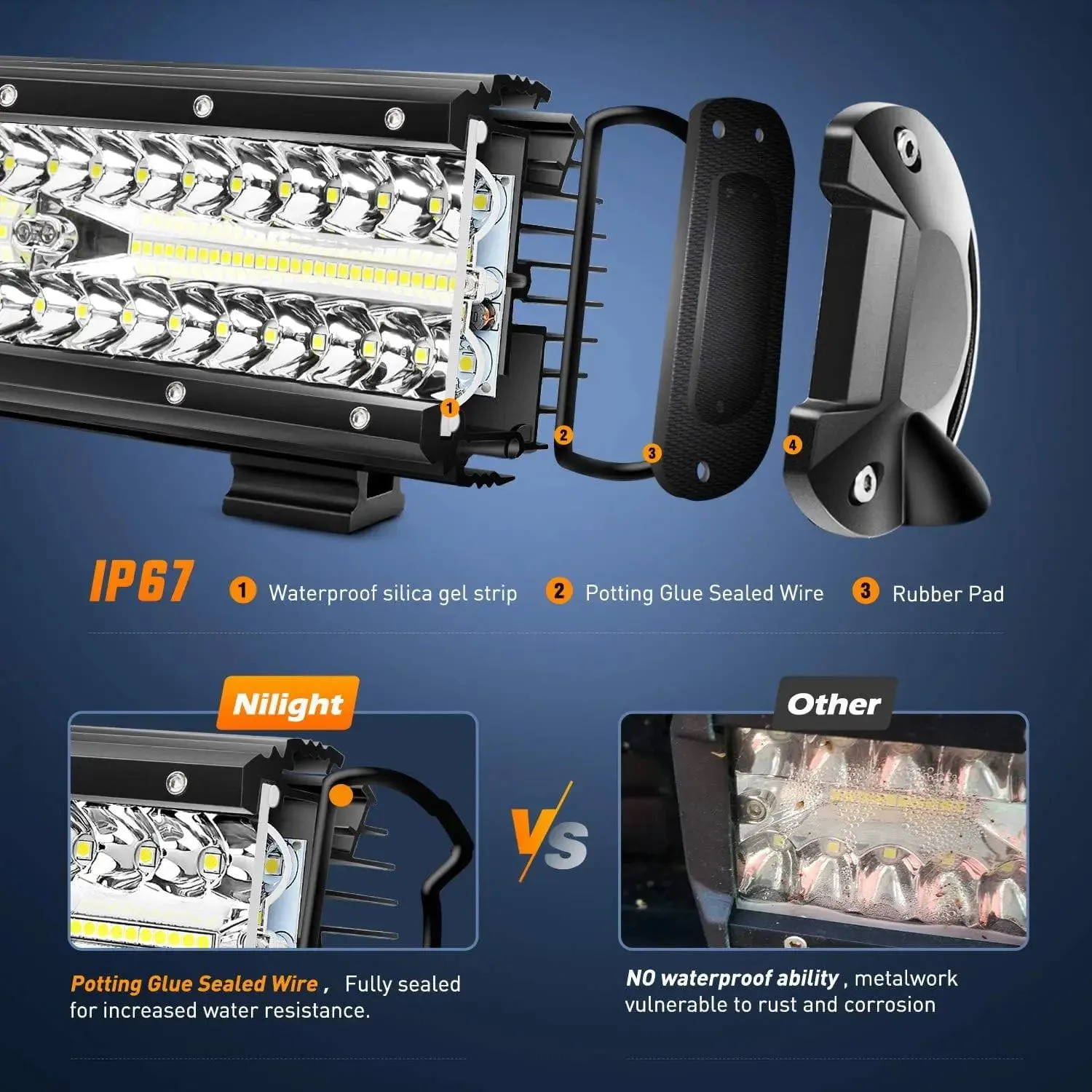 12 Inch 300W 30000LM Triple Row Spot/Flood Led Light Bar Kit | 16AWG Wire 3Pin Switch