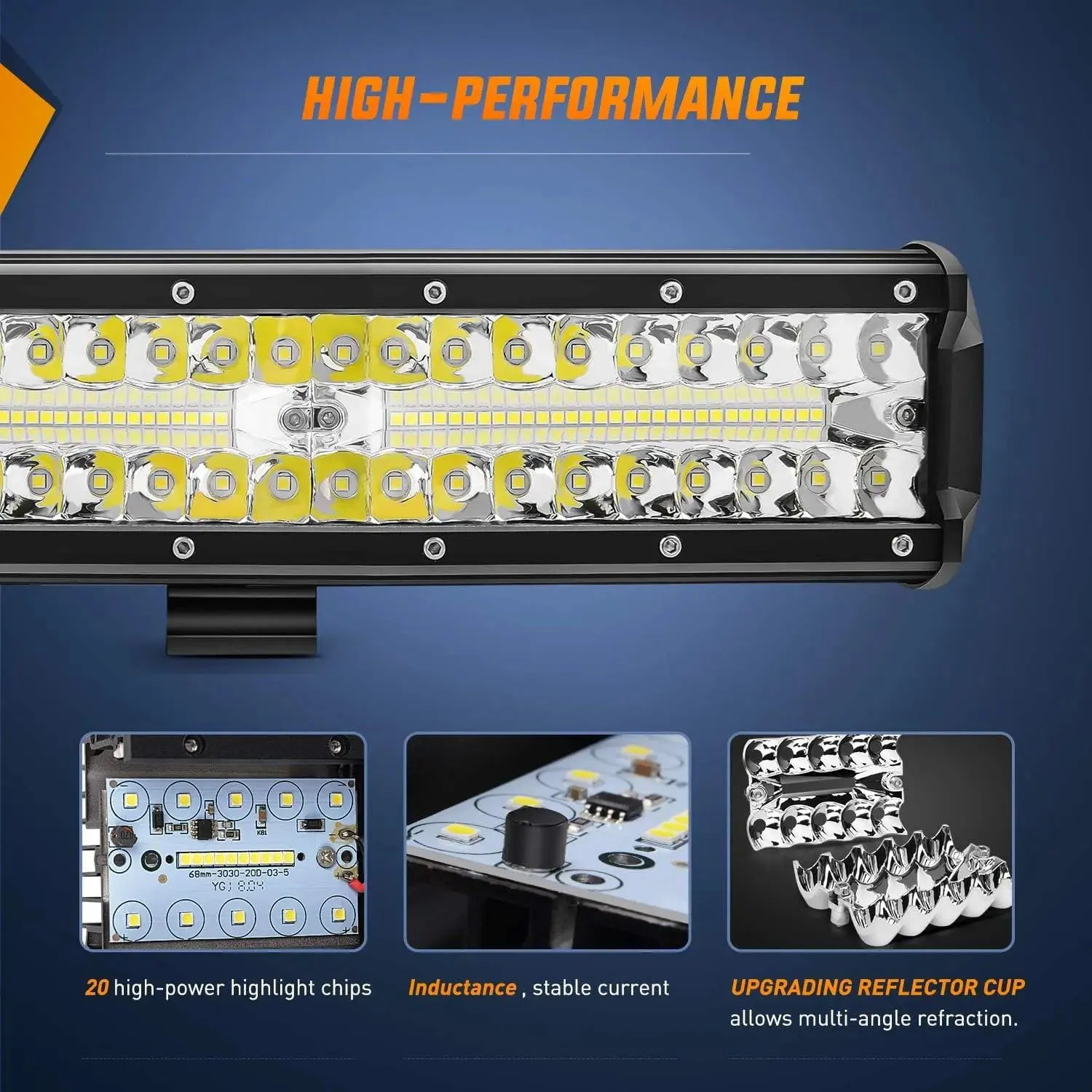 12 Inch 300W 30000LM Triple Row Spot/Flood Led Light Bar Kit | 16AWG Wire 3Pin Switch