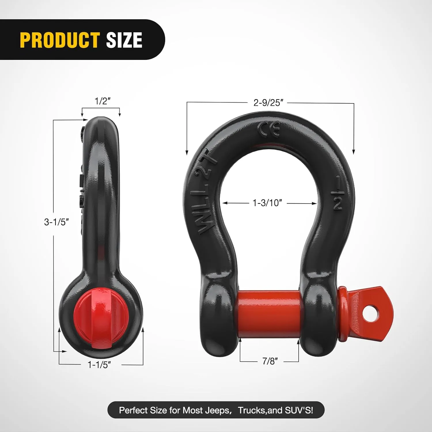 1/2 Inch D-Ring Shackle 4 Packs