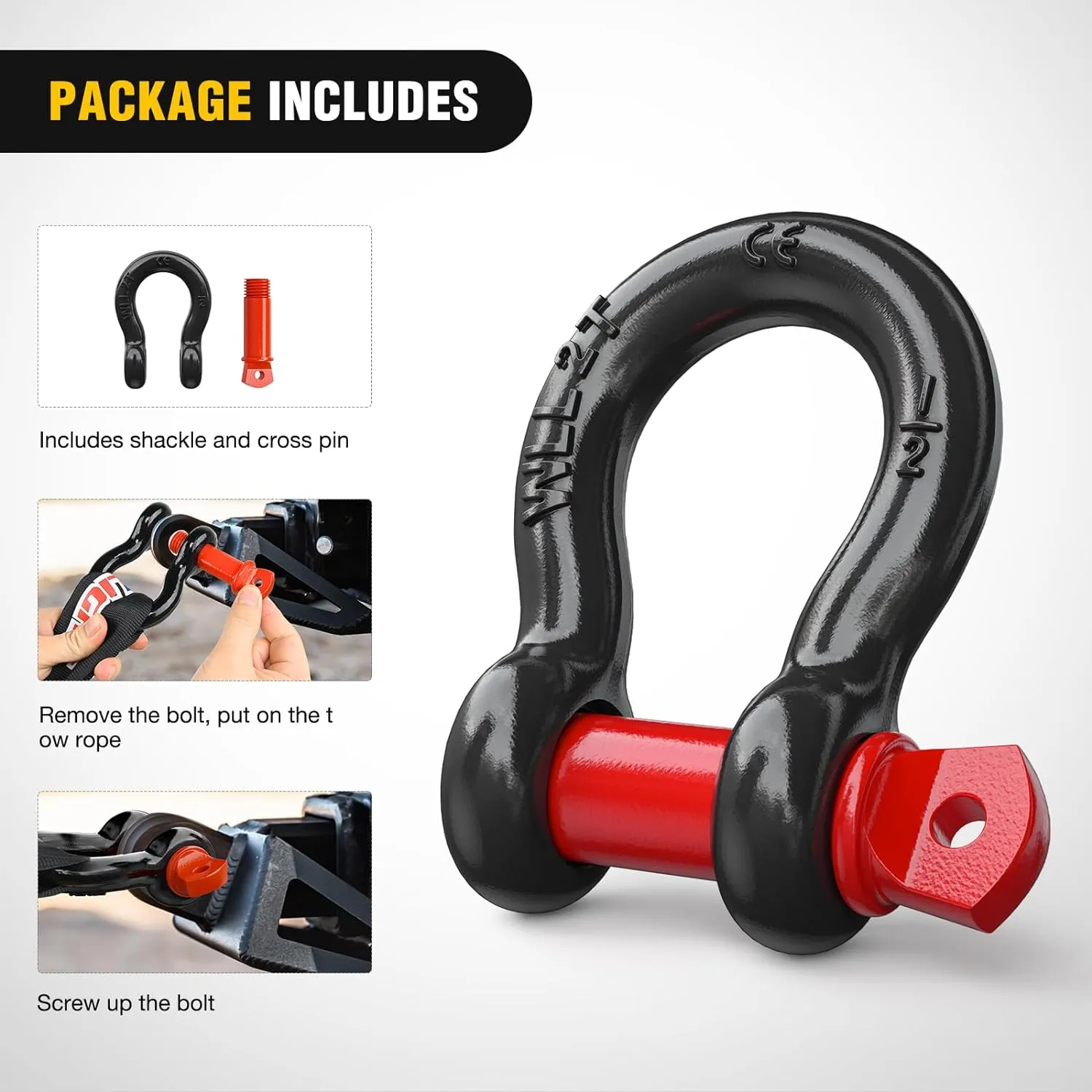 1/2 Inch D-Ring Shackle 4 Packs