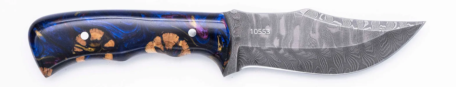 Carved Damascus Hunting Knife #10553