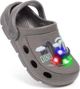 Casazoe Toddler Kids Boys Girls LED Garden Clogs EVA Summer Outdoor Light Up Slip On Shoes Cute Dinosaur Unicorn Water Sandals Lightweight Slipper Slides Beach Pool Play Shoes