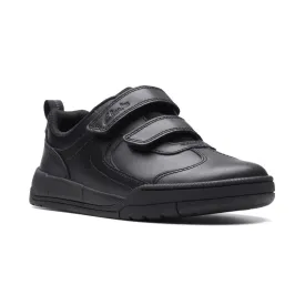 Clarks Boys School Shoe Kick Pace K Black Leather