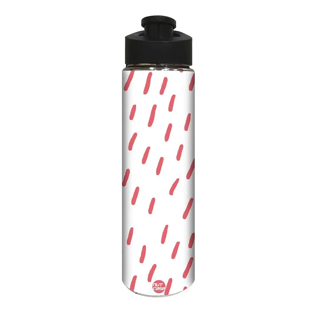 Designer Stainless Steel Water Bottle -  Pink Lines with White Background
