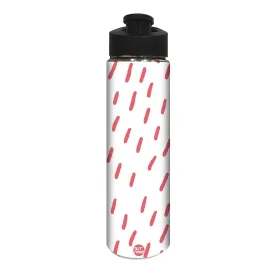 Designer Stainless Steel Water Bottle -  Pink Lines with White Background