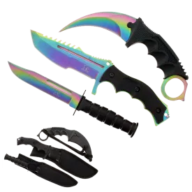 Falcon 3 PCS Rainbow Set. Tactical Knives & Karambit