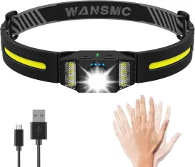 LED Headlamp Rechargeable, Super Bright Head Lamps with 9 Modes and Red Light, 270 Wide Beam Head Lights, Headlight Flashlight for Adults Camping Fishing Hiking Running Cycling