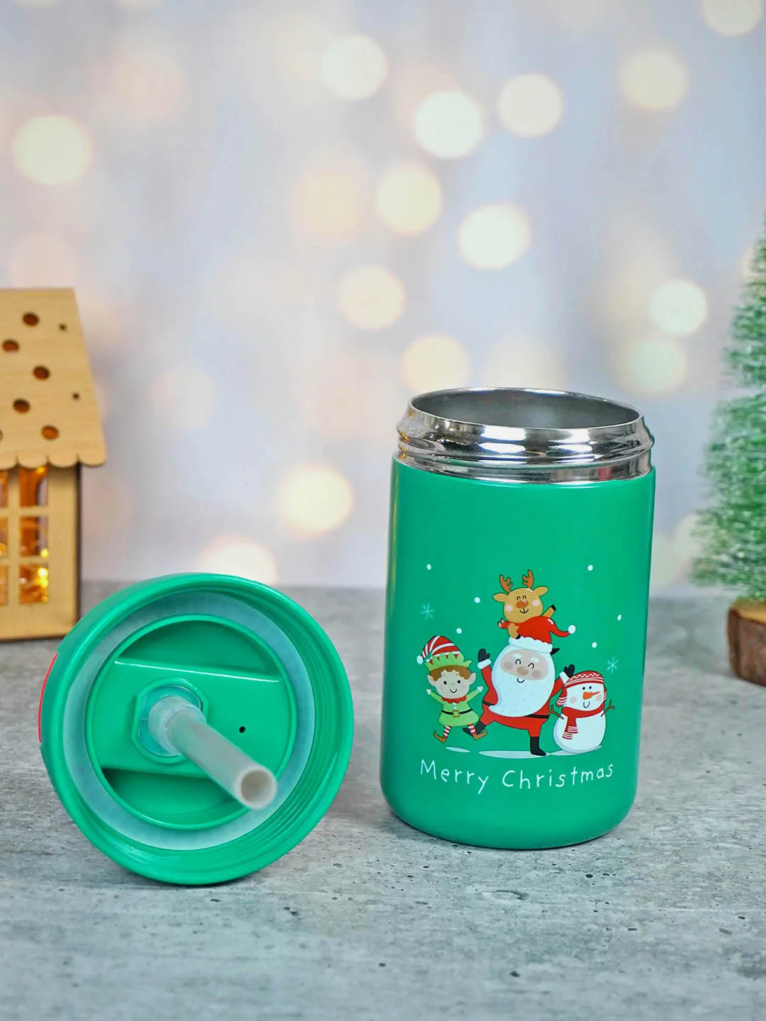 Little Surprise Box Mini Sipper Lid Christmas themed Stainless Steel sipper water bottle For Kids