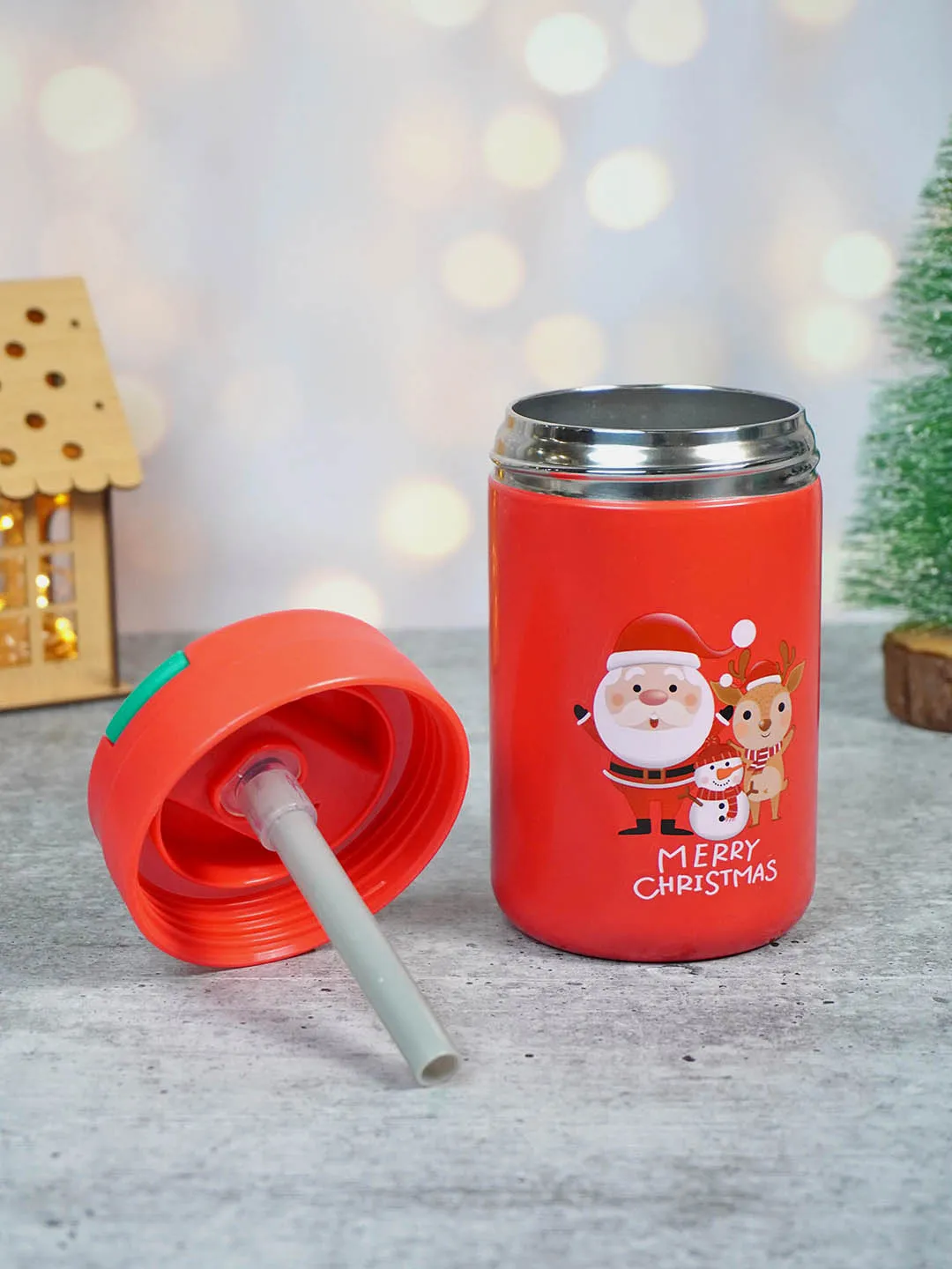 Little Surprise Box Mini Sipper Lid Christmas themed Stainless Steel sipper water bottle For Kids