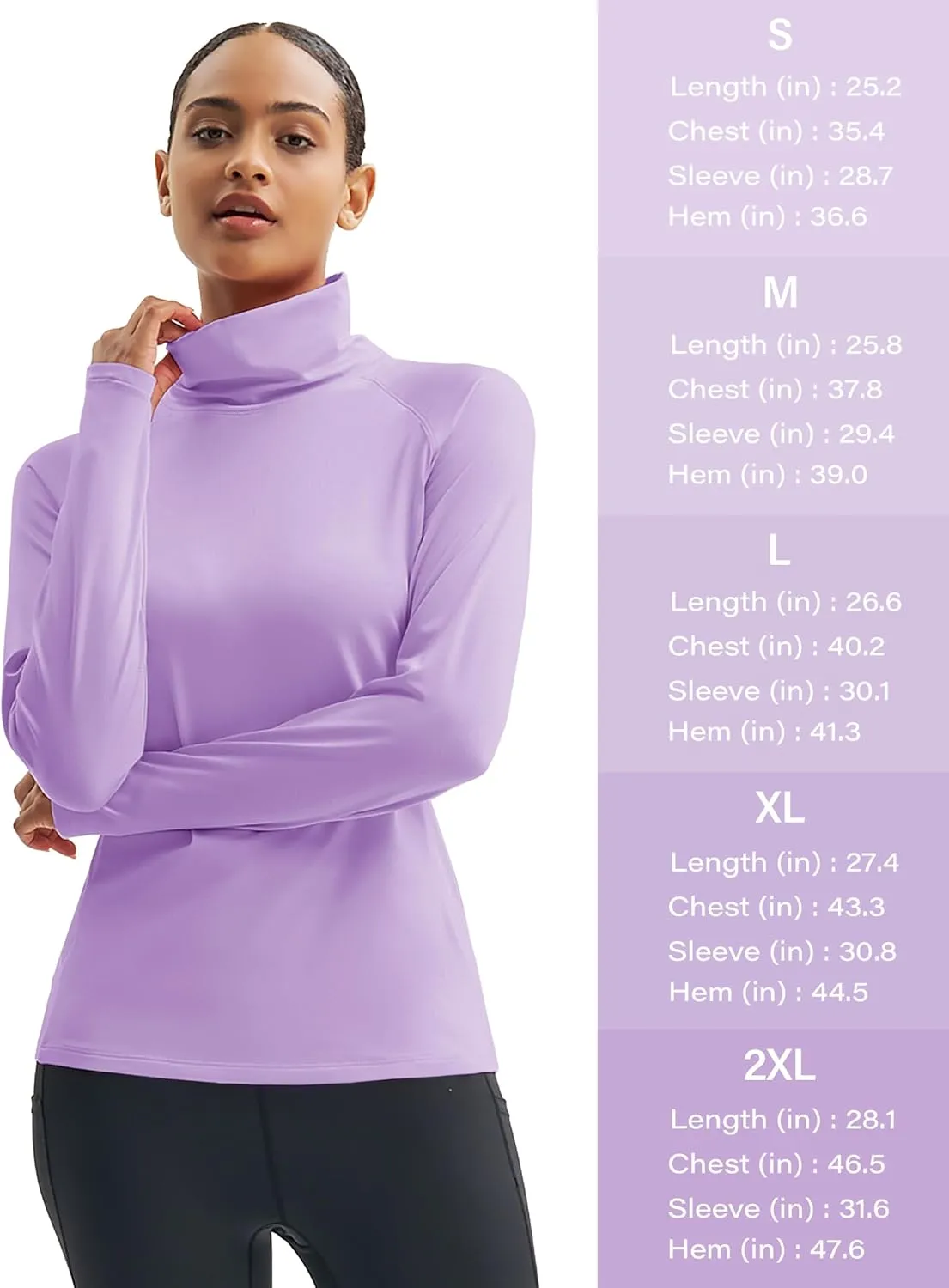 MAGCOMSEN Women's Thermal Long Sleeve Fleece Shirt Mock Turtleneck Undershirt Running Workout Top with Thumb Holes