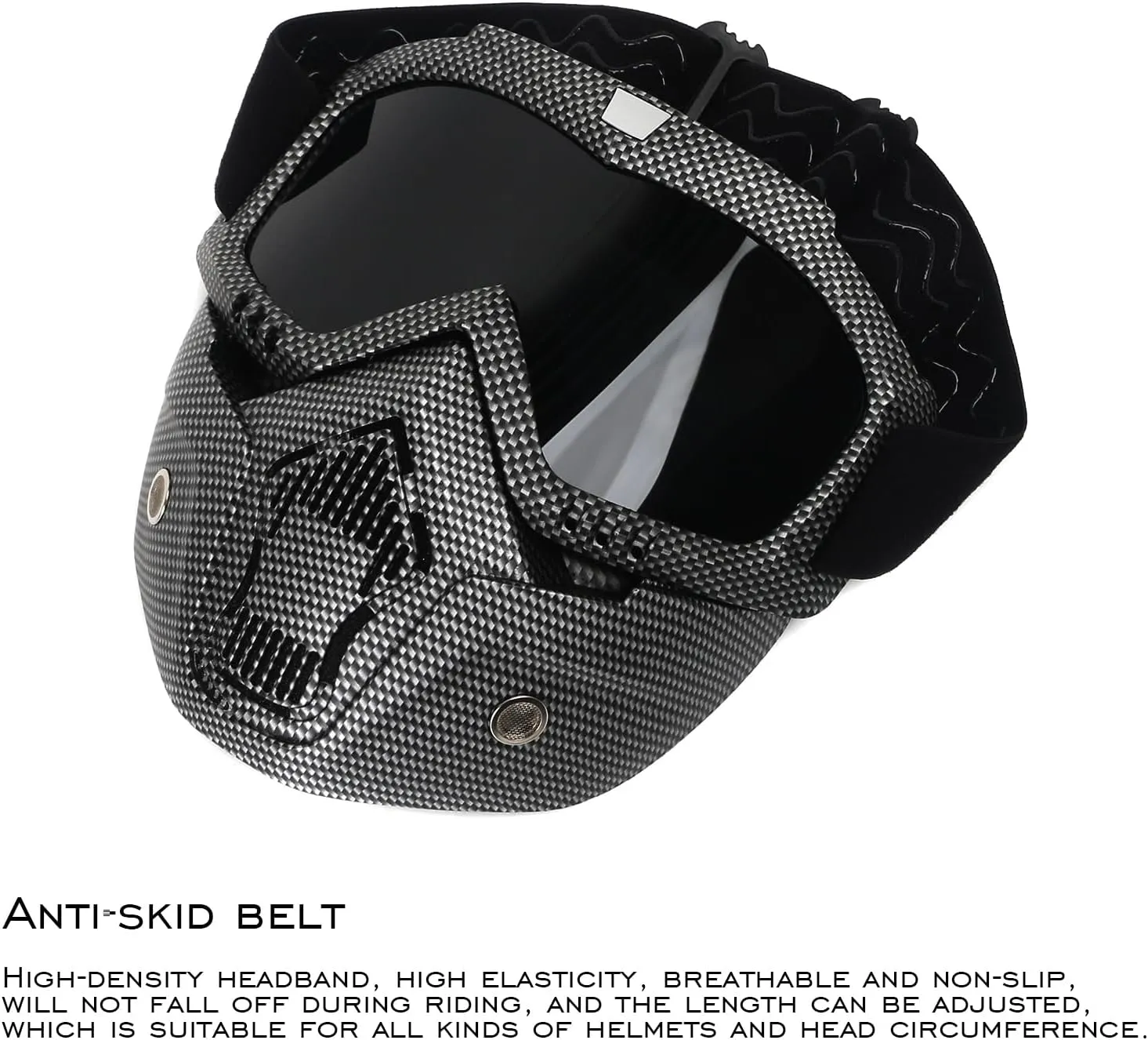 Motorcycle Goggles with Removable Face Mask, Riding Glasses Dirt Bike ATV Motocross Detachable Eyewear Offroad Airsoft Paintball Cycling Protective Full Face Mask Anti-Fog for Adults Youth