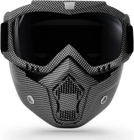 Motorcycle Goggles with Removable Face Mask, Riding Glasses Dirt Bike ATV Motocross Detachable Eyewear Offroad Airsoft Paintball Cycling Protective Full Face Mask Anti-Fog for Adults Youth