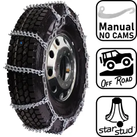 pewag 7mm, Star Stud, Ladder Pattern Tire Chains without Cams - for Heavy Truck - Pair - USA2249S 7ST