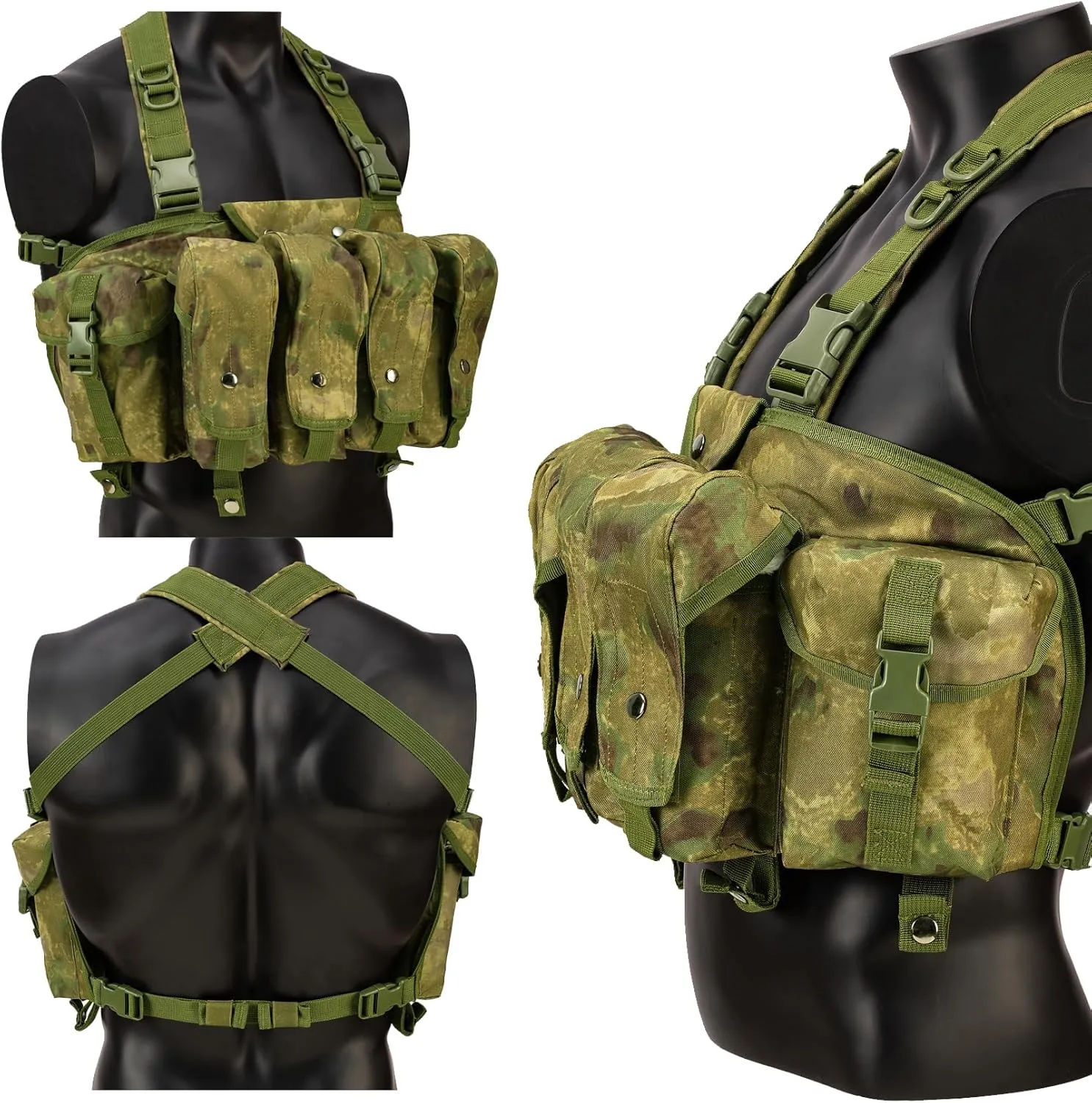 Tactical Chest Rig for Airsoft - AK Chest Rig -Adjustable Tactical Outdoor Hunting Chest Rig with Mag Pouches