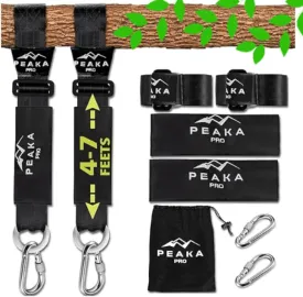 Tree Swing Hanging Straps (Set of 2)  Adjustable 4FT to 7FT Extra-Long Hammock Straps Heavy-Duty Holds 4000  LBS | Waterproof, Safety Lock Carabiners & Finger Pinch-Safe Cover
