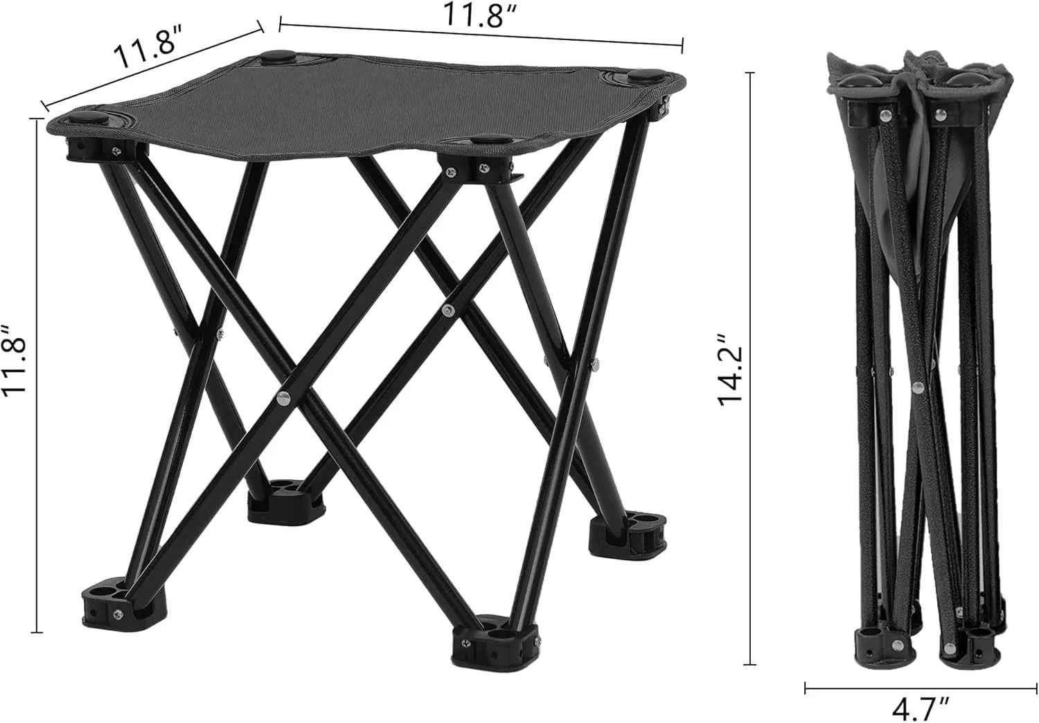Wind Tour Portable Folding Camping Stool Outdoor Camping Lightweight Samll Chair for Fishing Hiking Gardening and Beach with Carry Bag (Black1)