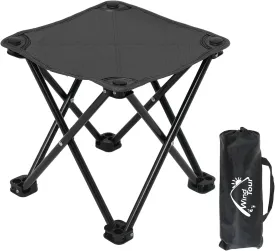 Wind Tour Portable Folding Camping Stool Outdoor Camping Lightweight Samll Chair for Fishing Hiking Gardening and Beach with Carry Bag (Black1)