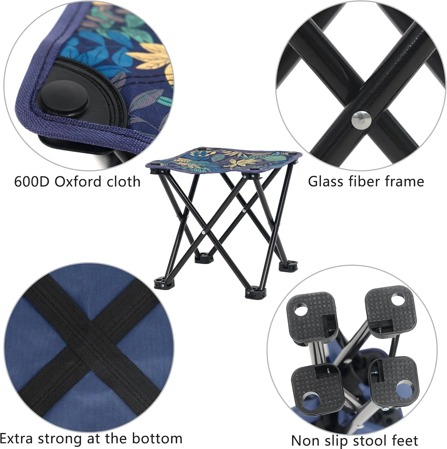 Wind Tour Portable Folding Camping Stool Outdoor Camping Lightweight Samll Chair for Fishing Hiking Gardening and Beach with Carry Bag (Blue)