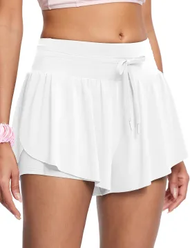 Womens 2.8" Swim Board Shorts High Waisted Slimming Quick Dry Stretch Swim Beach Trunks with Liner and 2 Pockets